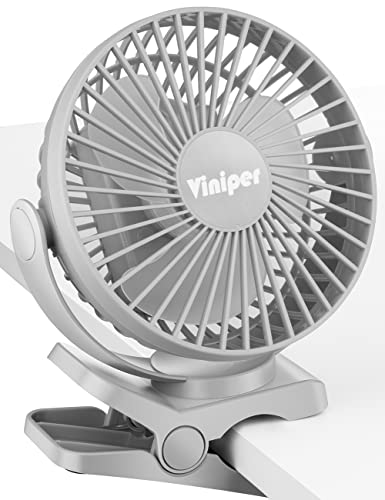 Viniper 6 inch Rechargeable Clip on Fan, 5000mah Battery Desk Fan : 360° Rotation & 3 Speeds Strong Wind Portable Fan, 8-30 Working Hours, Quiet and Powerful (Black)