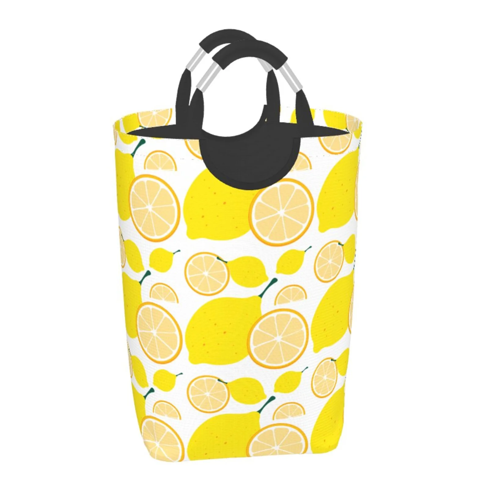 LNWH Fruit Lemon Print Art Pattern Laundry Basket, 50L Large Capacity Foldable Laundry Hamper