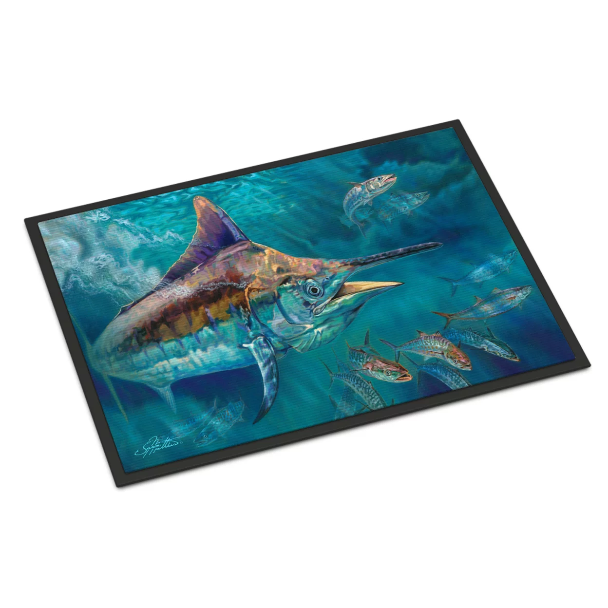 Carolines Treasures JMA2005JMAT Liquid Metal Black Marlin Indoor or Outdoor Mat 24x36, 36