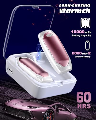 Kesguar Hand Warmers Rechargeable - 2 Pack 14000mAh AI Electric Hand Warmers with Charging Case, Magnetic 2 in 1 Pocket Handwarmers, Portable Heater Gifts for Women/Men/Christmas/Golf/Camping/Hunting