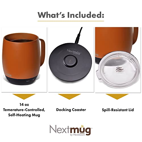 Nextmug - Temperature-Controlled, Self-Heating Coffee Mug (Burgundy - 14 oz.)