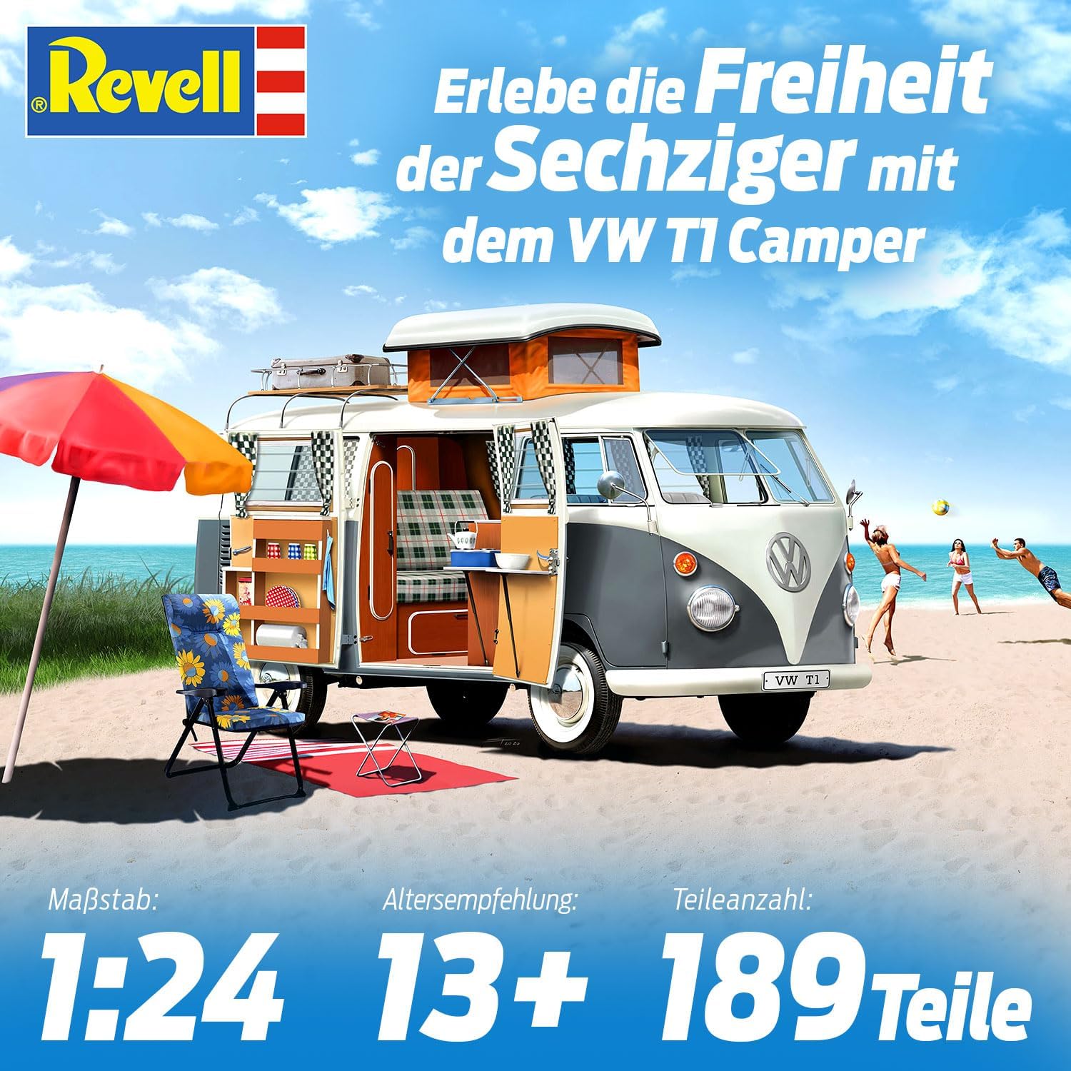 Revell 07674 VW T1 Camper 1:24 Scale Unbuilt/Unpainted Plastic Model Kit