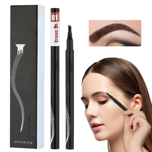 Eyebrow Contouring Pen, 2Pcs Microblading Eyebrow Pen Tattoo Pencil 4 Fork Tip, Fine Stroke Microblading Eyebrow Pencil 4 Tipped Precise Brow Pen Natural