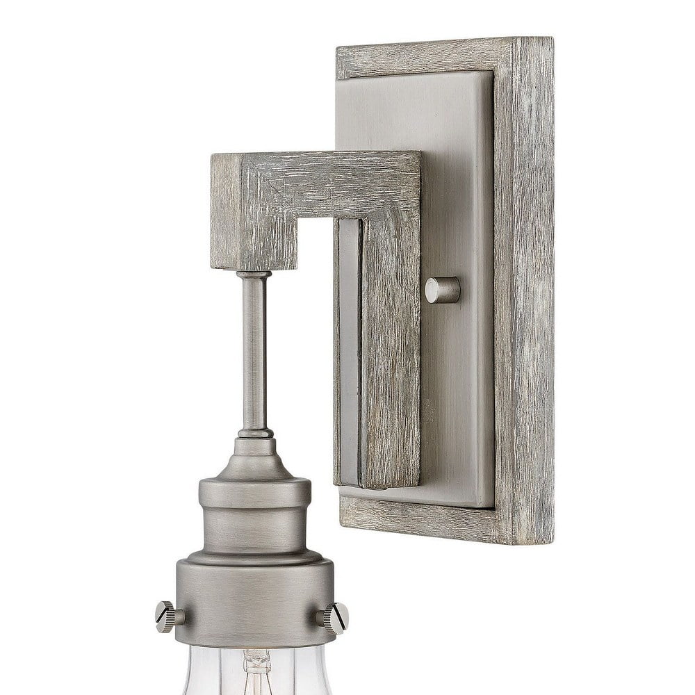 1 Light Farmhouse Wood Wall Sconce with Clear Glass-15.75 inches H By 5.25 inches W-Pewter Finish Bailey Street Home 81-Bel-3002368