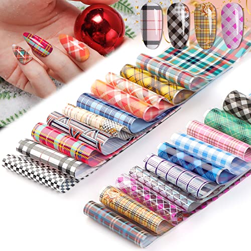 Kalolary 100 Sheets Christmas Nail Foil Transfer Stickers, Snowflakes Snowman Santa Claus Holographic Laser Nail Art Foils Decals for New Year Winter Nail Art Decoration