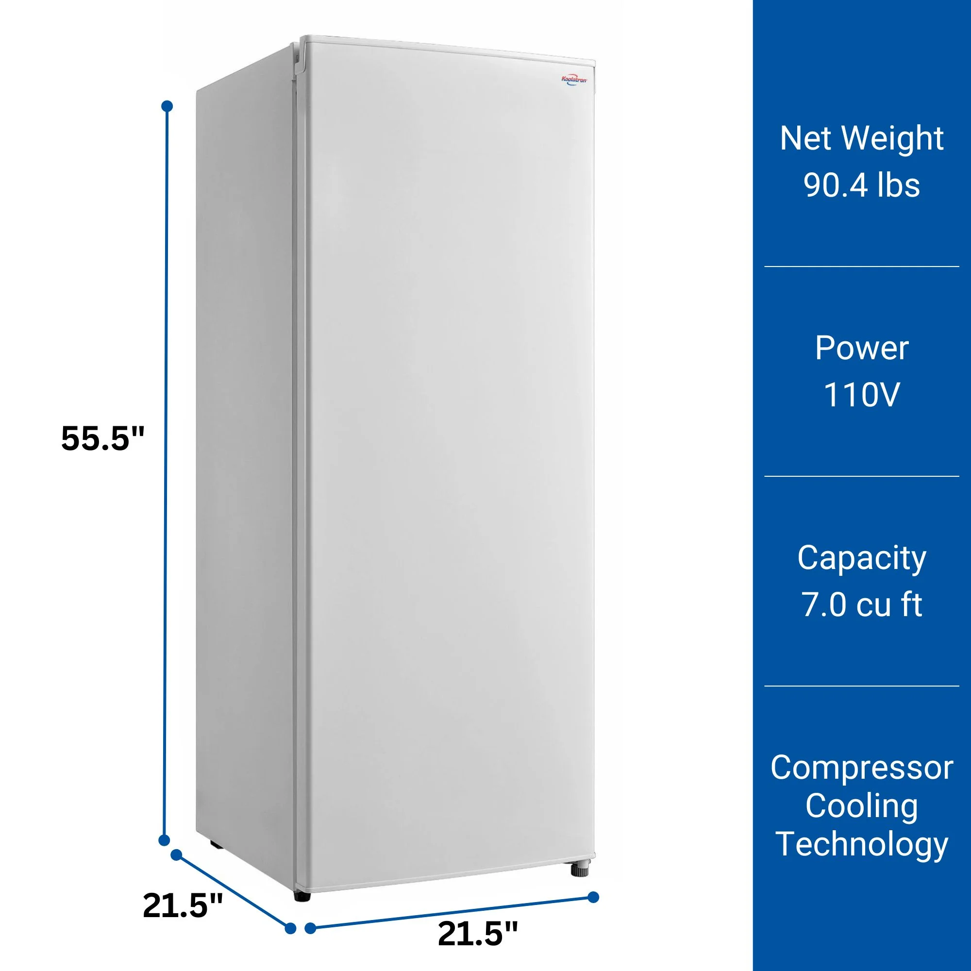 Koolatron Garage-Ready Upright Freezer, 7.0 cu ft (198L), White, Low-Frost, Space-Saving Flat Back