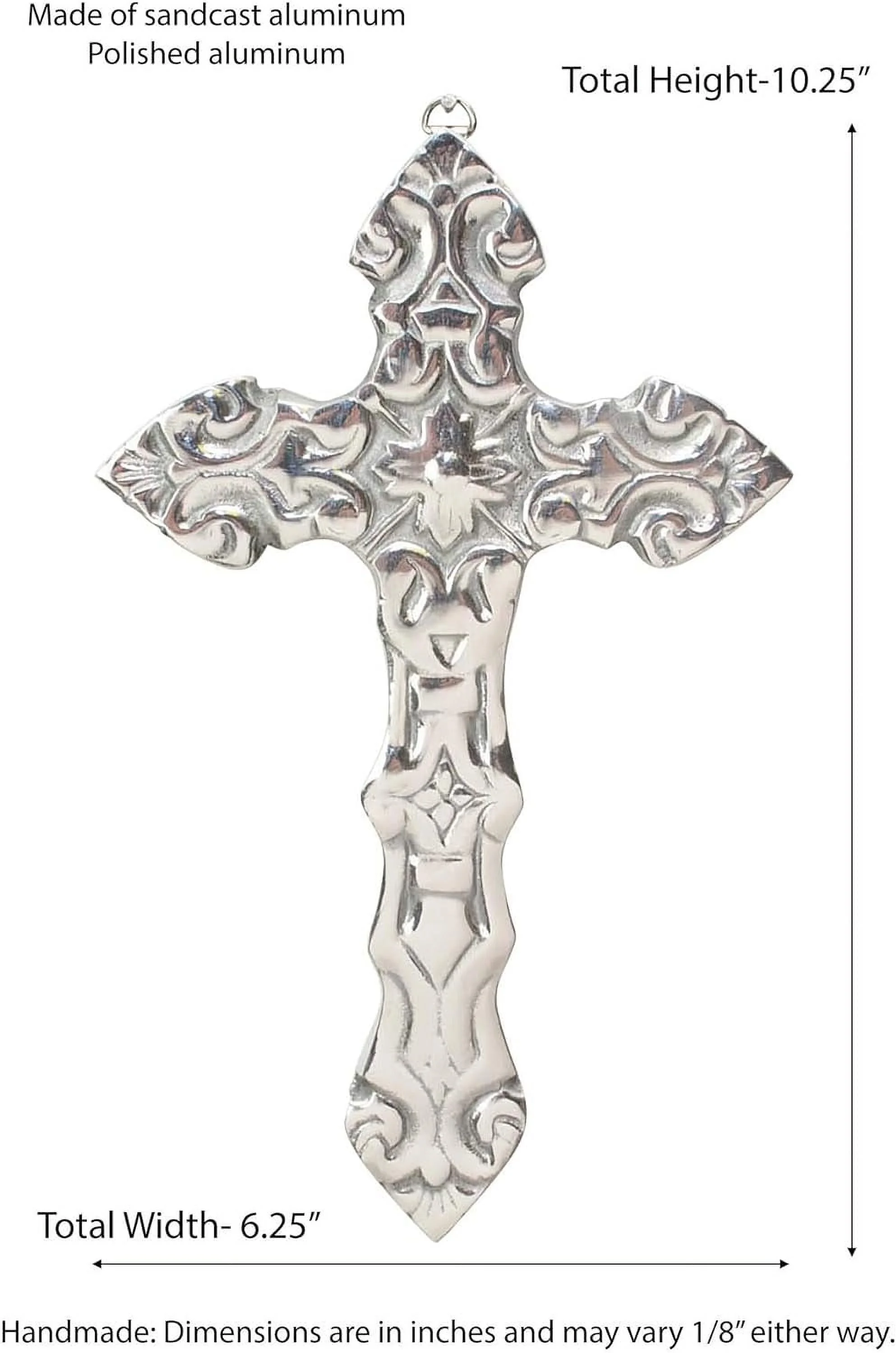 Polished Aluminum Arrow Wall Cross- 10.25 Inches H