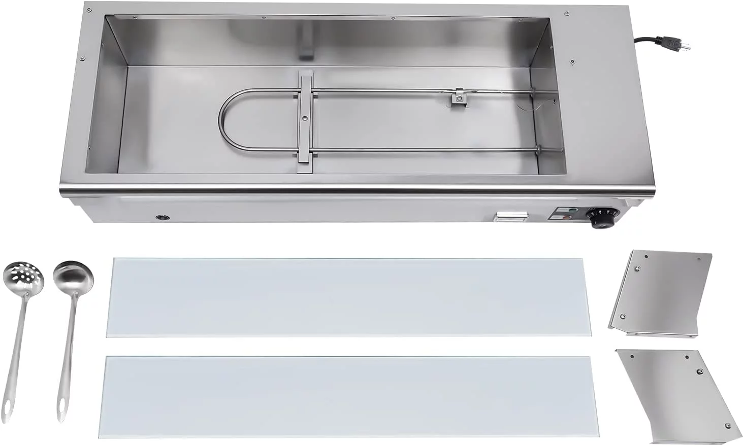 Miumaeov 3 Pans 1200W Food Warmer Buffet Wet Heat Catering Restaurant Temperature Control