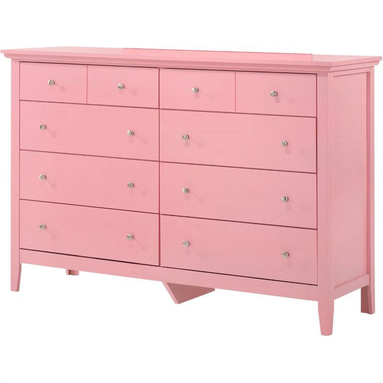 Home Square 3-Piece Set with Dresser TV Stand and 3-Drawer Nightstand in Pink