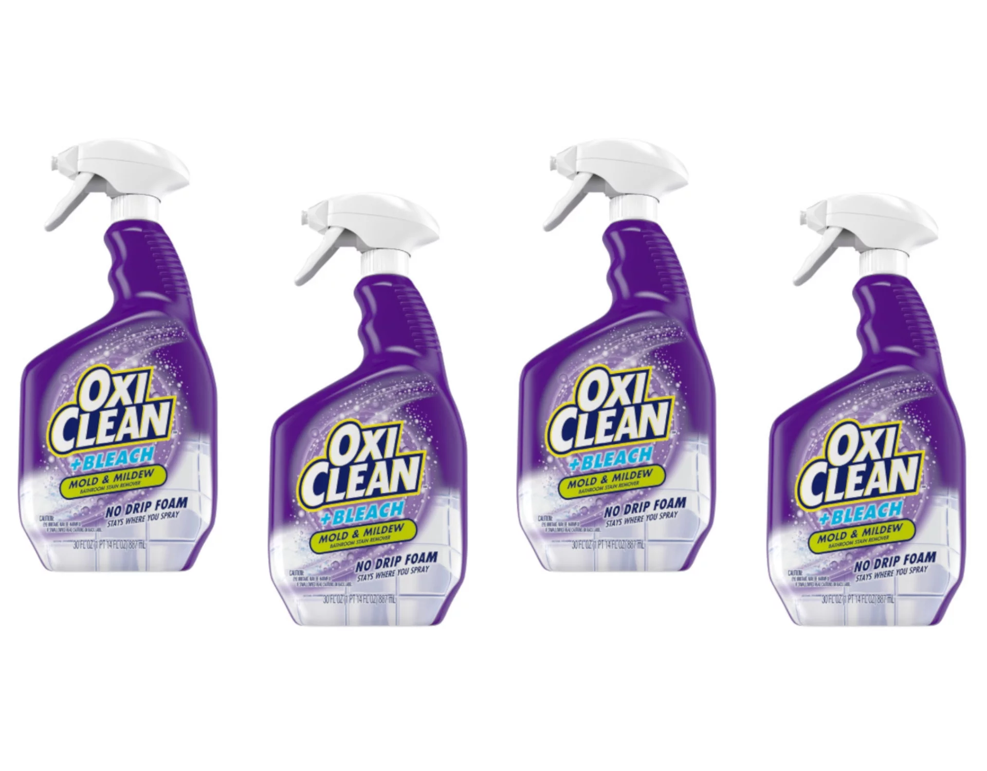 OxiClean plus Bleach, No Drip Foam, Mold & Mildew Bathroom Stain Remover 30 oz. - Pack of 4