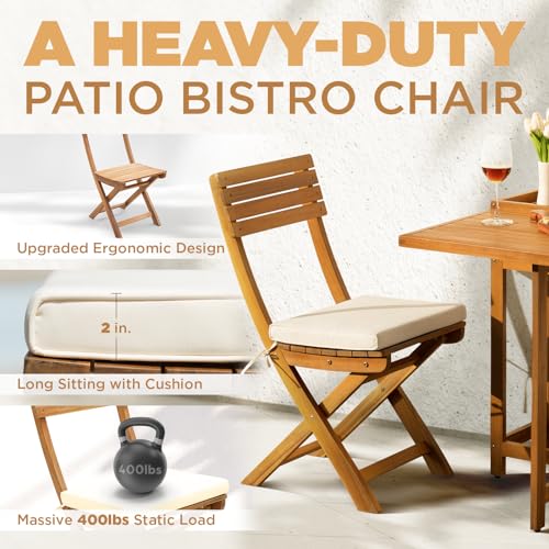 IDZO Heavy Duty 500lbs Weight Capacity Wicker Bistro Table and Chairs Set of 2 with Olefin Fabric Soft Cushions