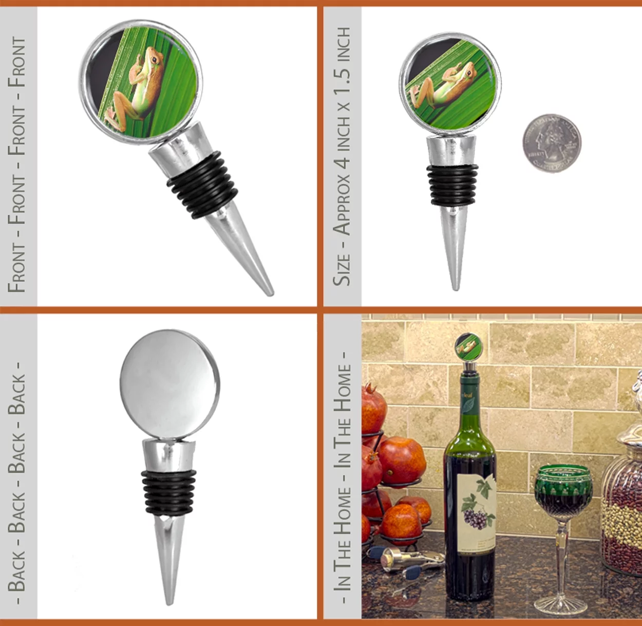 Upside Down Frog on Leaf Wine Stopper