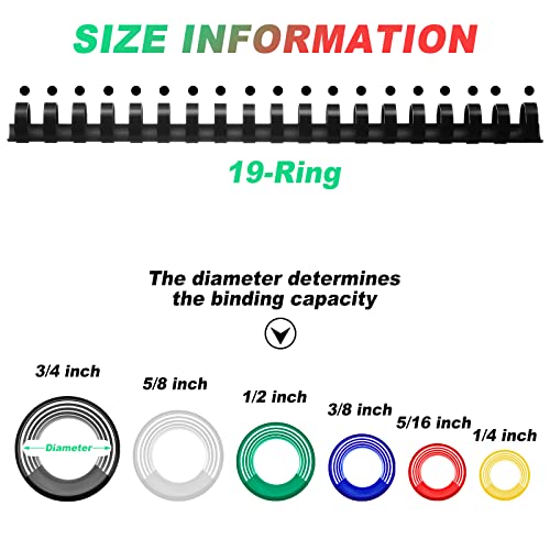 150 Pack Plastic Binding Combs Plastic Comb Binding Ring 19 Ring Comb Binding Spines Letter Size Plastic Spiral Binding for Notebook Calendar Picture Album (5/8 in, Black)