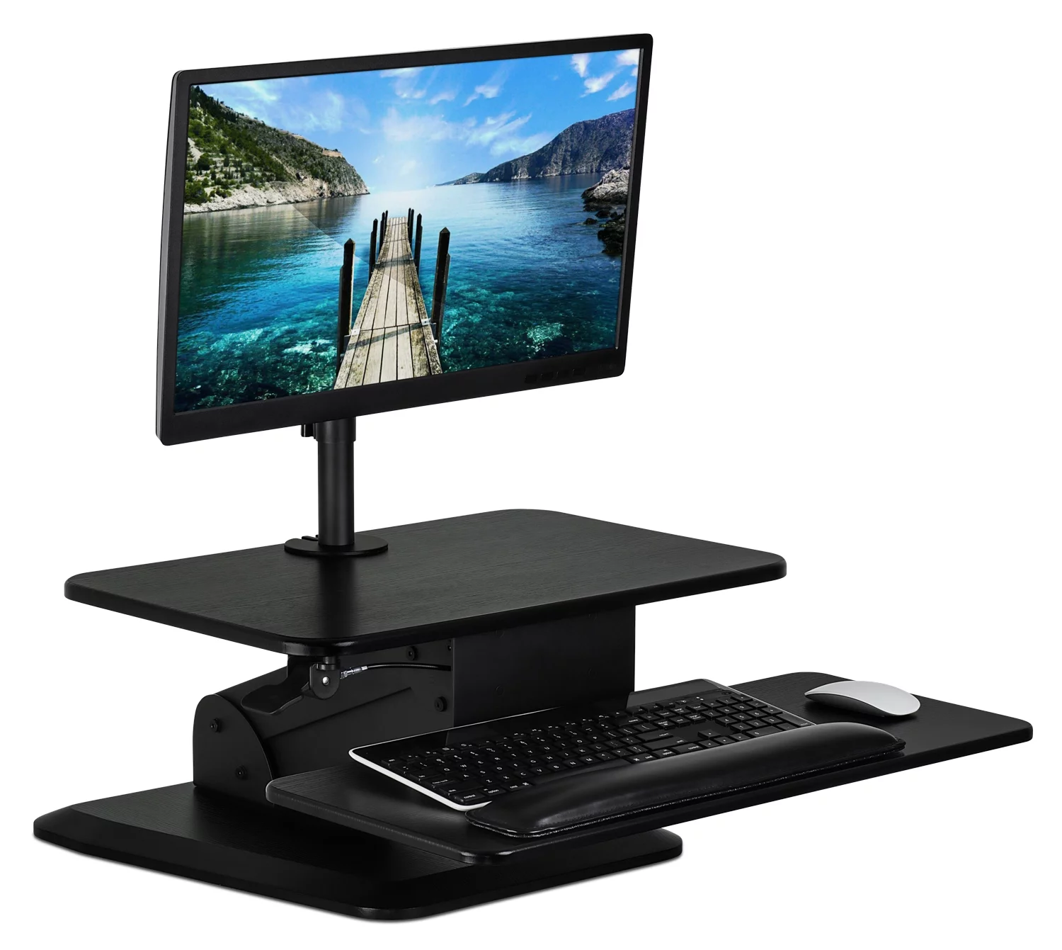 Mount-It! Sit Stand Workstation Standing Desk Converter With Monitor Mount Combo, Ergonomic Height Adjustable Tabletop Desk(MI-7913)