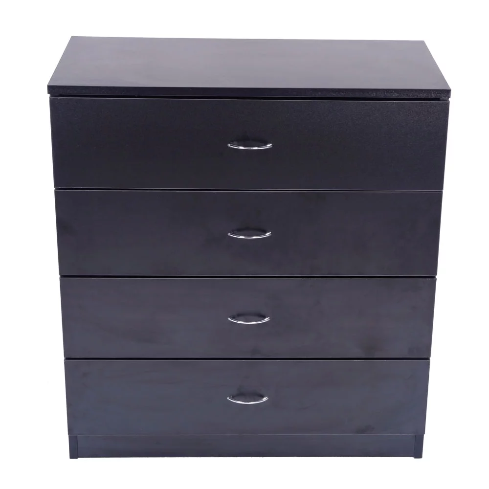 MDF Wood Simple 4-Drawer Dresser Black