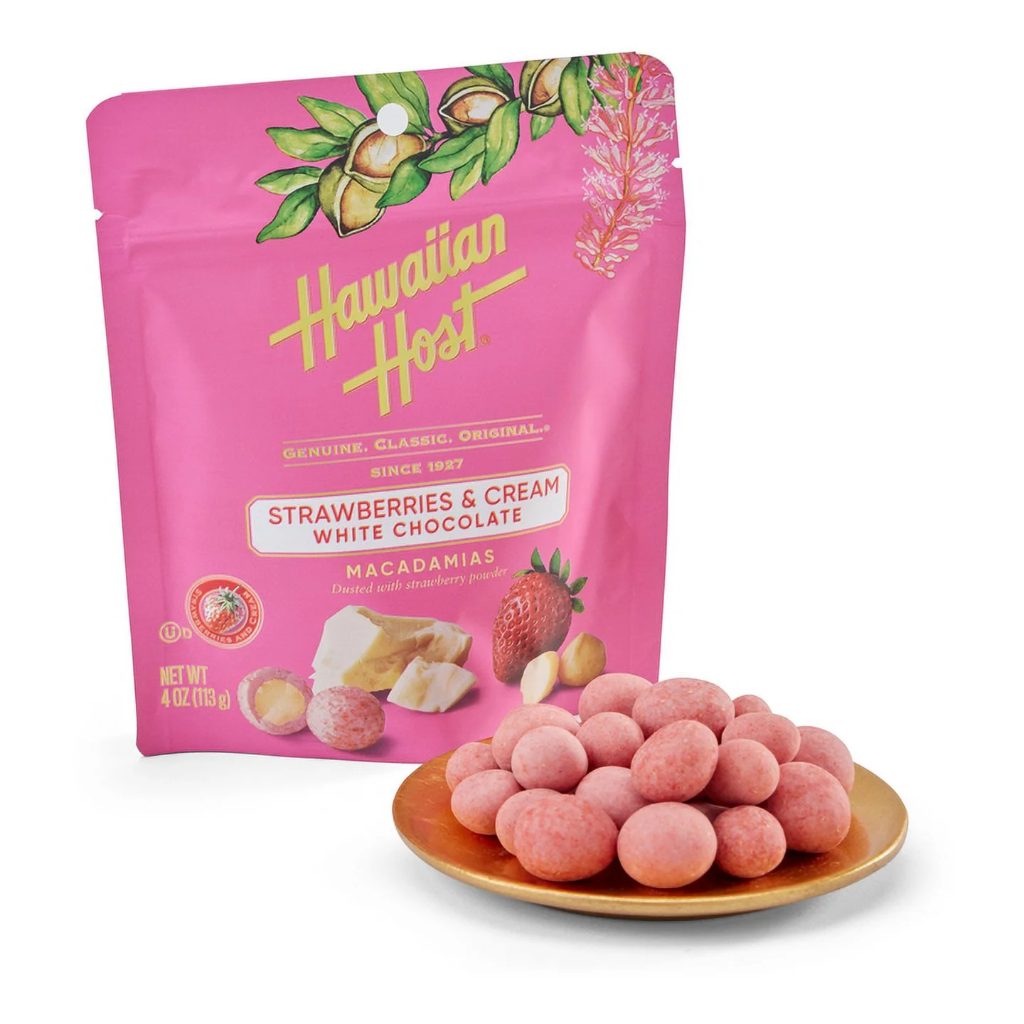 Hawaiian Host Macadamia Classic, Strawberries & Cream Macadamias Paradise Collection 16 oz (1 lb) 453g