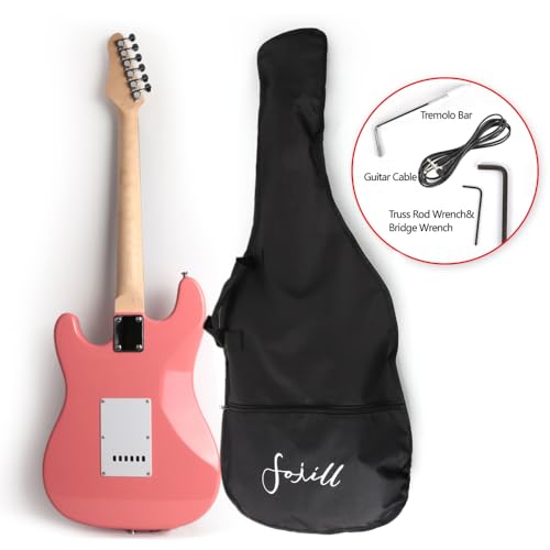 39 Inch Electric Guitar Phoenix Body Maple Neck Rosewood Fretboard With Gig Bag (Pink)