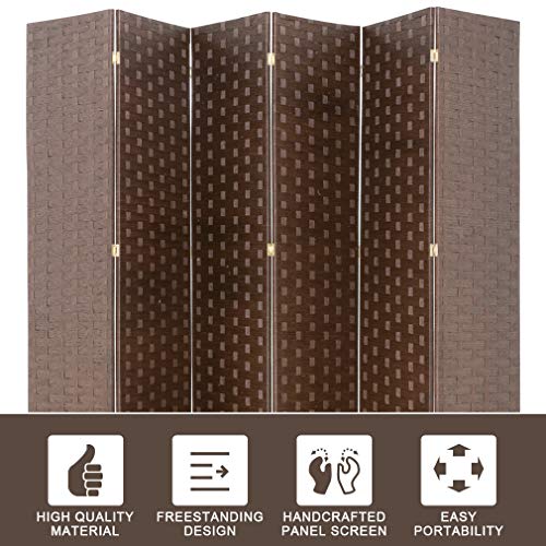Wood Mesh Woven Design 4 Panel Folding Wooden Screen Room Divider