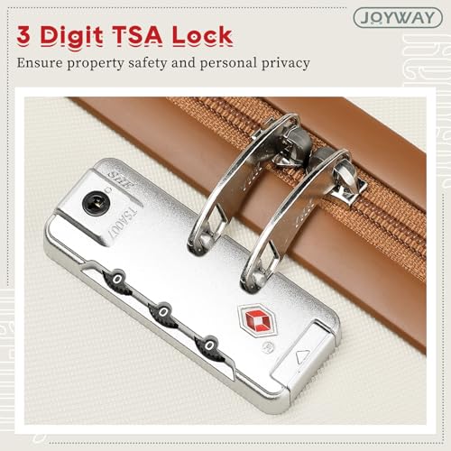 Joyway Carry On Luggage 20 Inch Expandable Suitcase with Spinner Wheel, 4 Piece Hard Shell Luggage Set with TSA Lock(White brown)