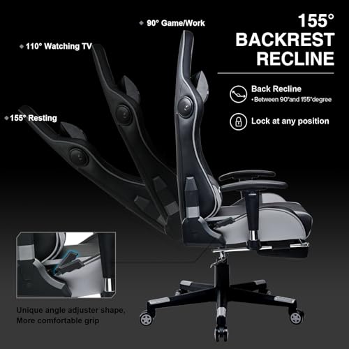 GTRACING Gaming Chair with Footrest Speakers Video Game Chair Bluetooth Music Heavy Duty Ergonomic Computer Office Desk Chair
