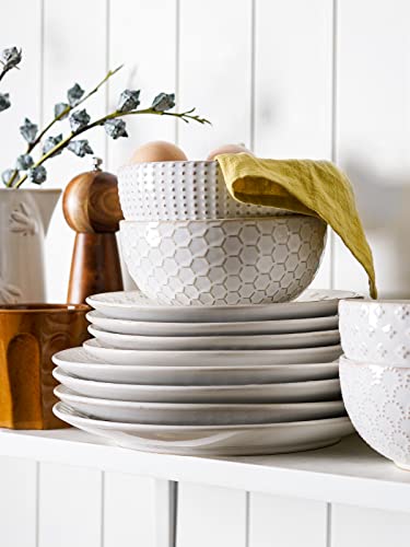 LE TAUCI Dinnerware Sets 12 PCS, Ceramic Plates and Bowls Set, Suit For Housewarming (10