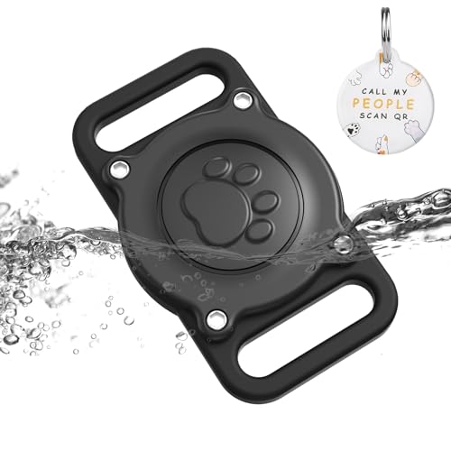 AirTag Dog Collar Holder (1 Pack), IP68 Waterproof Air Tag Holder - Ultra-Durable, No Dangle, Hard PC AirTag Holder for Dog & Cat Collar - Fits Up to 1.3