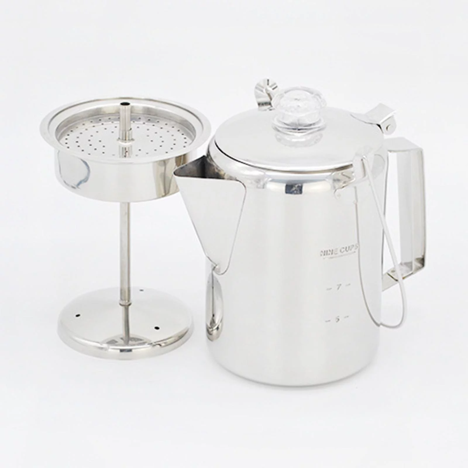 Coffee Percolator,Camping Coffee Pot 9 Cups Stainless Steel Coffee Maker with Clear Glass Knob, Percolator Coffee Pot for Campfire or Stovetop Coffee Making Outdoor Traveling