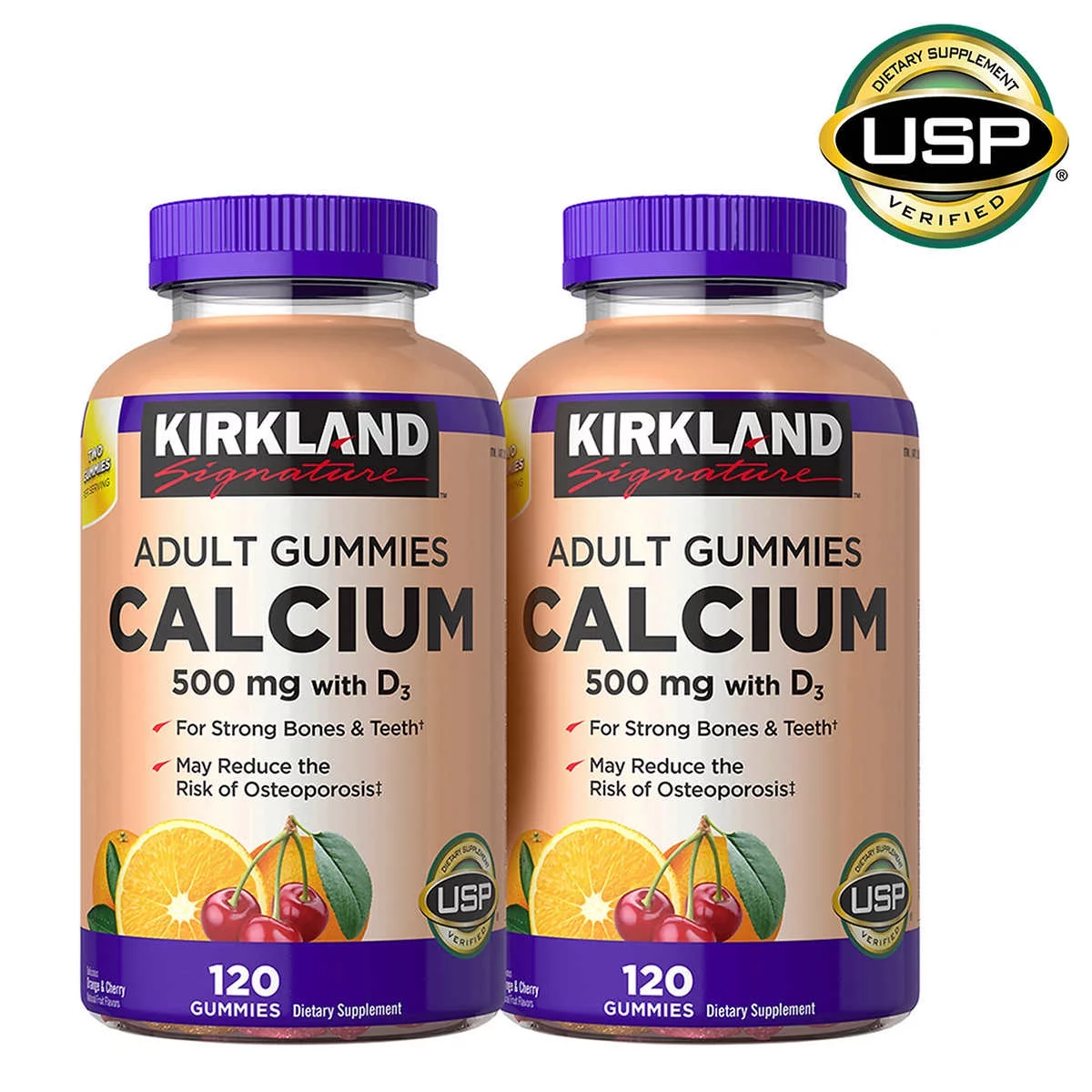 Kirkland Signature Calcium 500 mg with D3, 240 Adult Gummies