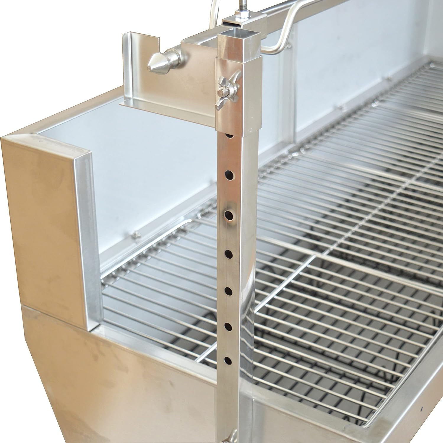 Rotisserie Grill Roaster 46 Inch Pig Grill Roaster Stainless Steel BBQ Charcoal Spit Electric Rotating Grill Lamb Spit Roaster 66lbs Capacity with Back Cover Guard