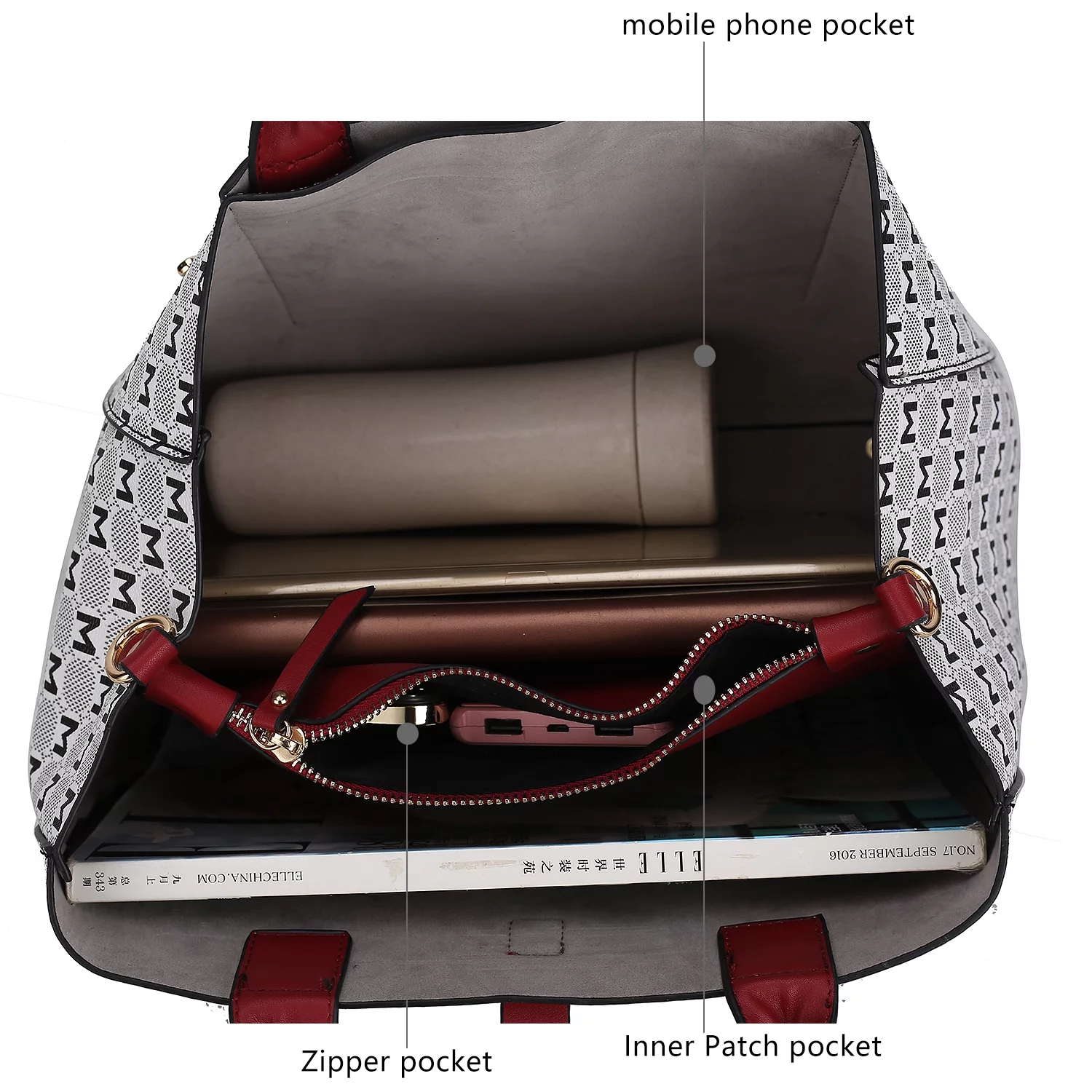 MKF Collection Yuliana Circular M emblem Print Satchel Handbag with Wallet by Mia K - 2 pieces