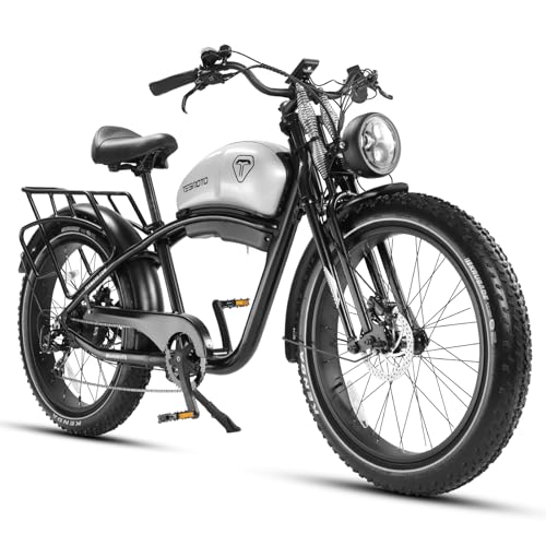 TESMOTO Electric Motorcycle Adults【1500W BAFANG Motor & Samsung 52V 20AH】, 34MPH & 75Mils Retro Style Moped Ebike,26