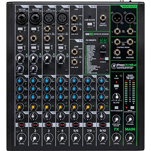 Mackie ProFX10 Go Battery-powered 10-channel Mixer with USB and Enhanced Effects