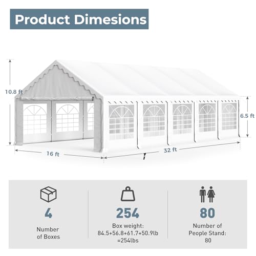 GREEN PARTY 20x40FT Party Tent Heavy Duty, Large Wedding Event Shelters with 7 Carry Bags & Removable Sidewalls, Outdoor Canopy Gazebo Commercial Tents for Parties Carport Camping Garden Patio