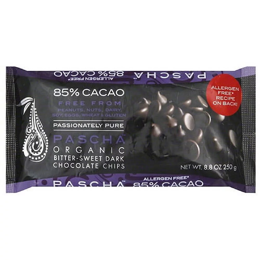 Pascha Organic 85% Cacao Bitter-Sweet Dark Chocolate Chips, 8.8 oz, (Pack of 6)