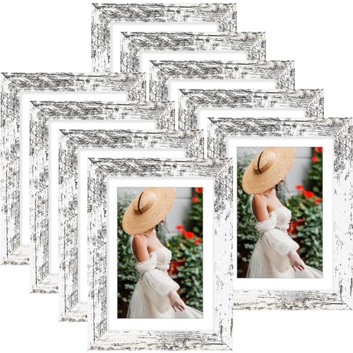 5x7 Picture Frames for Wall Set of 9, Display 4x6 Pictures with Mat or 5x7 without Mat, Collage Frames for Wall or Tabletop, Perfect for Home Décor and Gifts, Black