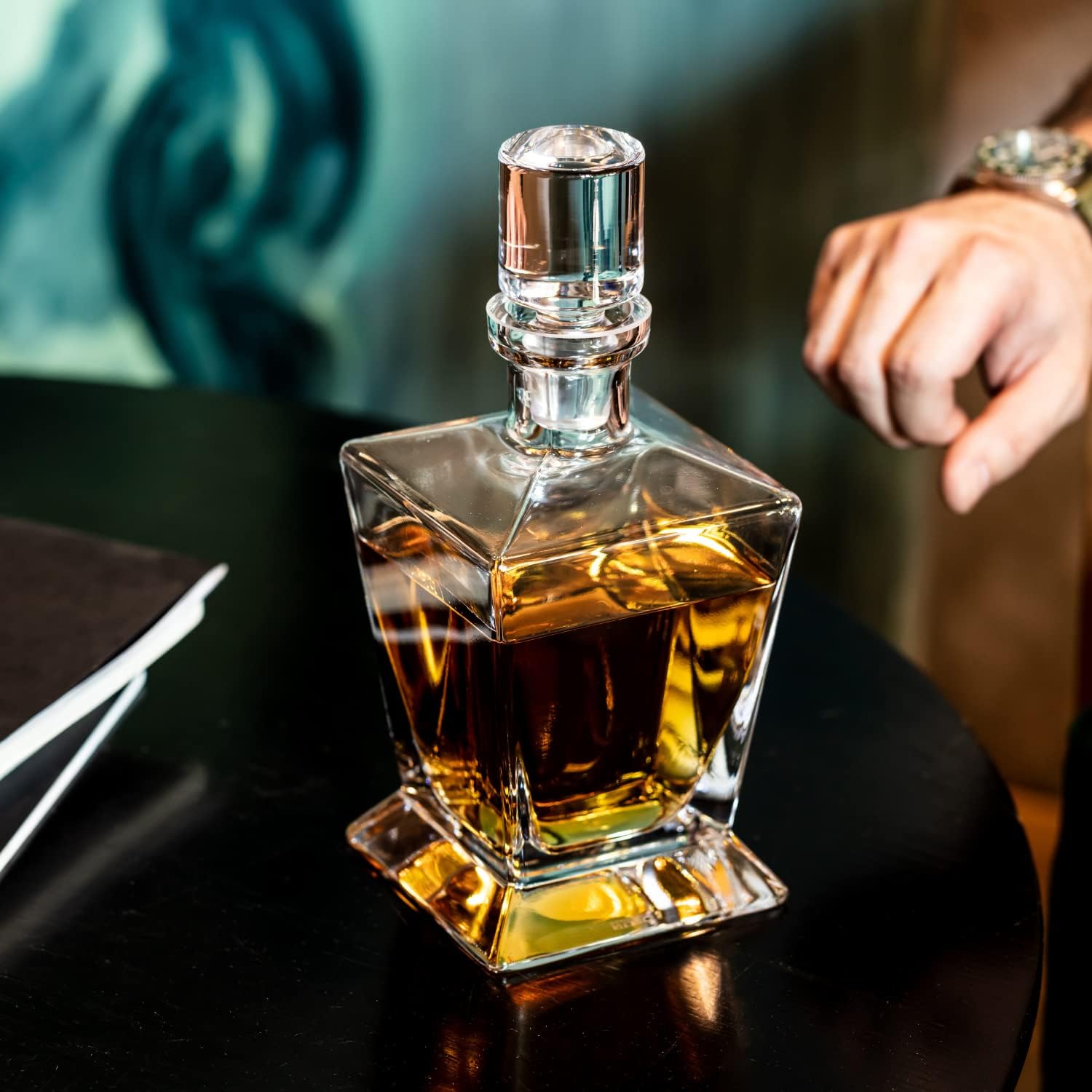 Krosno Whiskey Decanter Carafe with Stopper | 25.4 oz | Caro Collection | Home Restaurants Parties | Gift Idea Wedding Bar Mitzvah | Made in Europe