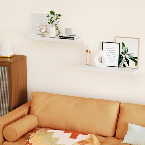 Floating Shelves for Wall, Nature Wood Wall Shelf Set of 3, 16