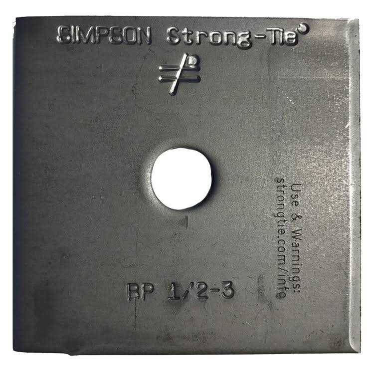 Simpson Strong-Tie BP 3 in. x 3 in. Bearing Plate with 1/2 in. Bolt Dia	Simpson Strong-Tie BP 3 in. x 3 in. Bearing Plate with 1/2 in. Bolt Dia