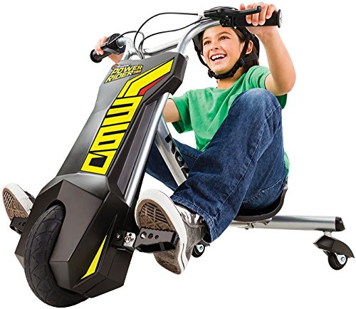 Razor Power Rider 360 9 MPH Drifting Trike Ride-On Electric Powered Tricycle, Black, Yellow