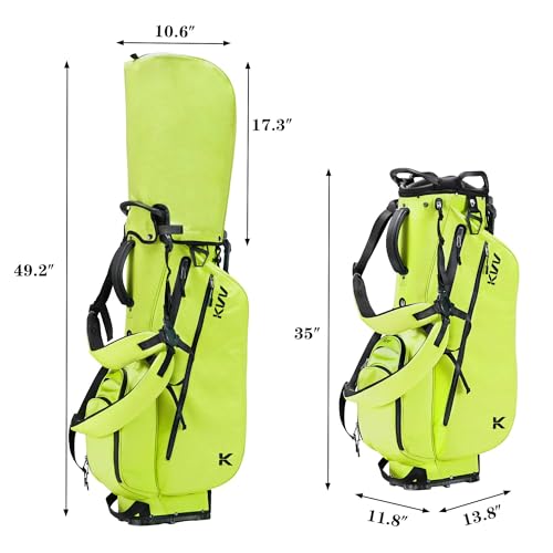 KVV Lightweight Golf Stand Bag with 7 Way Full-Length Dividers, 5 Zippered Pockets, Automatically Adjustable Dual Straps，Elegant Design