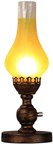 Moddeny Nostalgic Kerosene Lamp Old-Fashioned Classical Restaurant Tabletop Lighting Dimmable with Rotary Switches Bedroom Bedside Table Lantern E27 Edison Metal Desktop Light 16.5 * 40.5cm(Brown)