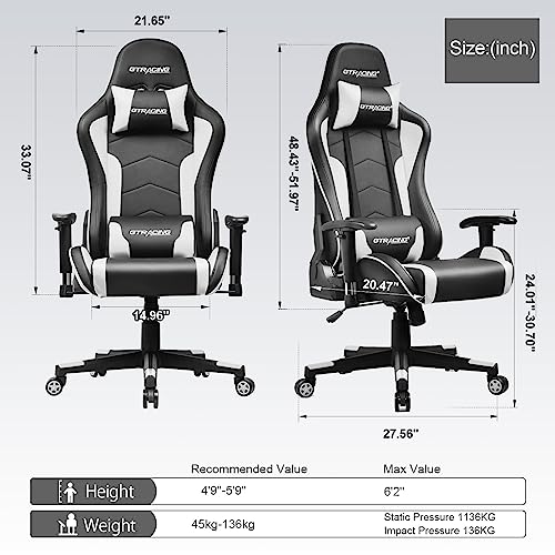 GTRACING Gaming Chair with Speakers Bluetooth Music Video Game Chair Audio Ergonomic Design Heavy Duty Office Computer Desk Chair (Black)