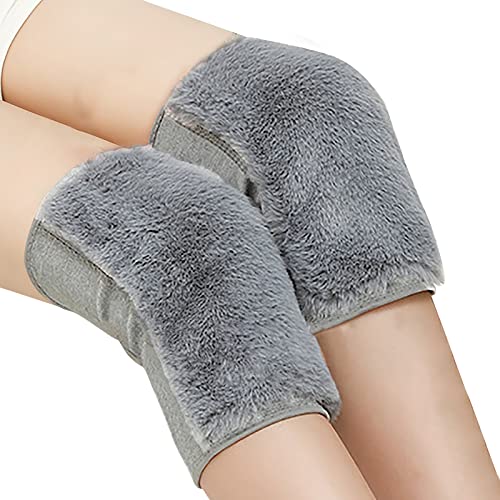 Clobeau Men Women Winter Faux Fur Knee Braces Supports Thermal Knee Leg Warmer Warm Wool Cycling Ski Running Knee Brace Pad