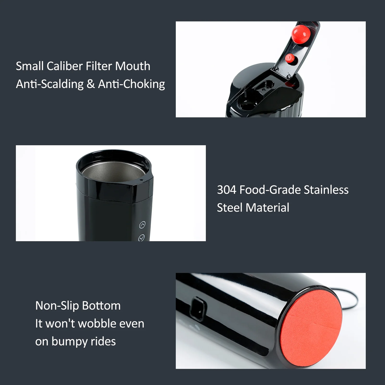 Arealer Electric cup,Temperature Kettle Coffee 12v/24v 400ml Kettle Coffee Tea 400ml Stainless Steel Heated Car Smart Temperature Kettle Stainless Steel Heated Portable Tea Coffee Tea Coffee Water