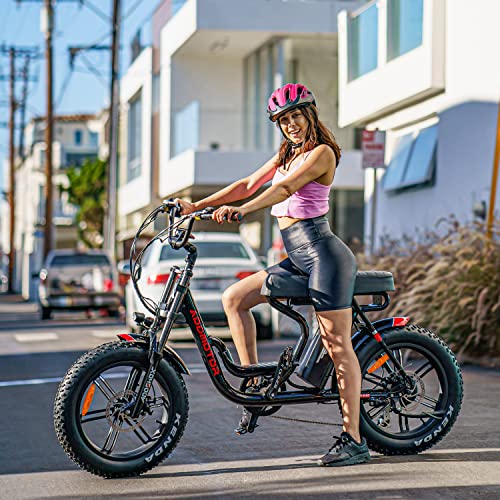 ADDMOTOR Motan Ebike Moped-Style 20'' Fat Tire Electric Bike, 105 MI, 750W Motor, 48V/20Ah Battery, M-66 R7 Step Thru Snow Mountain Electric Bicycle with Long Banana Seat