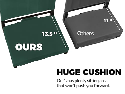 Stadium Seat with Back Support Bleacher Chair with Back and Cushion High Back Includes Shoulder Strap and Cup Holder