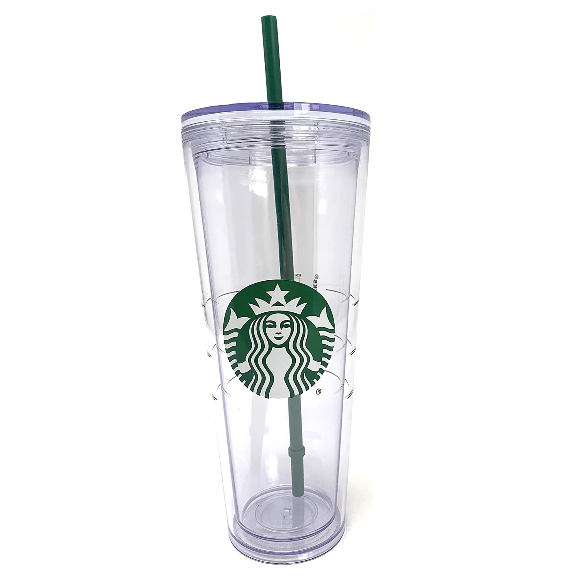 Starbucks Cold Cup Clear Venti Tumbler Traveler with Green Straw Logo - 24 oz (Acrylic)