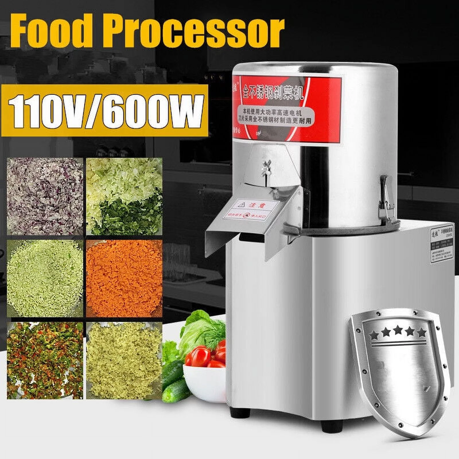 TOPCHANCES 110V Commercial Food Processor 600W Electric Food Cutter for Vegetables Fruits 50-120kg/h