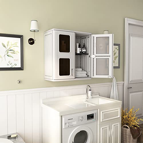 KINYING Outdoor Storage Cabinet Waterproof, Resin 60 Gallon Deck Box for Patio Furniture Cushions, Garden Tools, Pool Tools and Kids’ Toys (Off White with 1 Shelving)