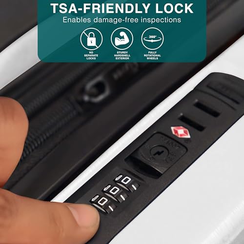 22 Inch Carry On Luggage 22x14x9 Airline Approved, Carry On Suitcase with Wheels, Hard-shell Carry-on Luggage, Durable Luggage Carry-On, Black Small Suitcase with Cosmetic Case